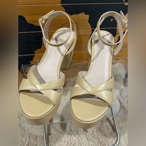 Stuart Weitzman Cream Platform Sandals